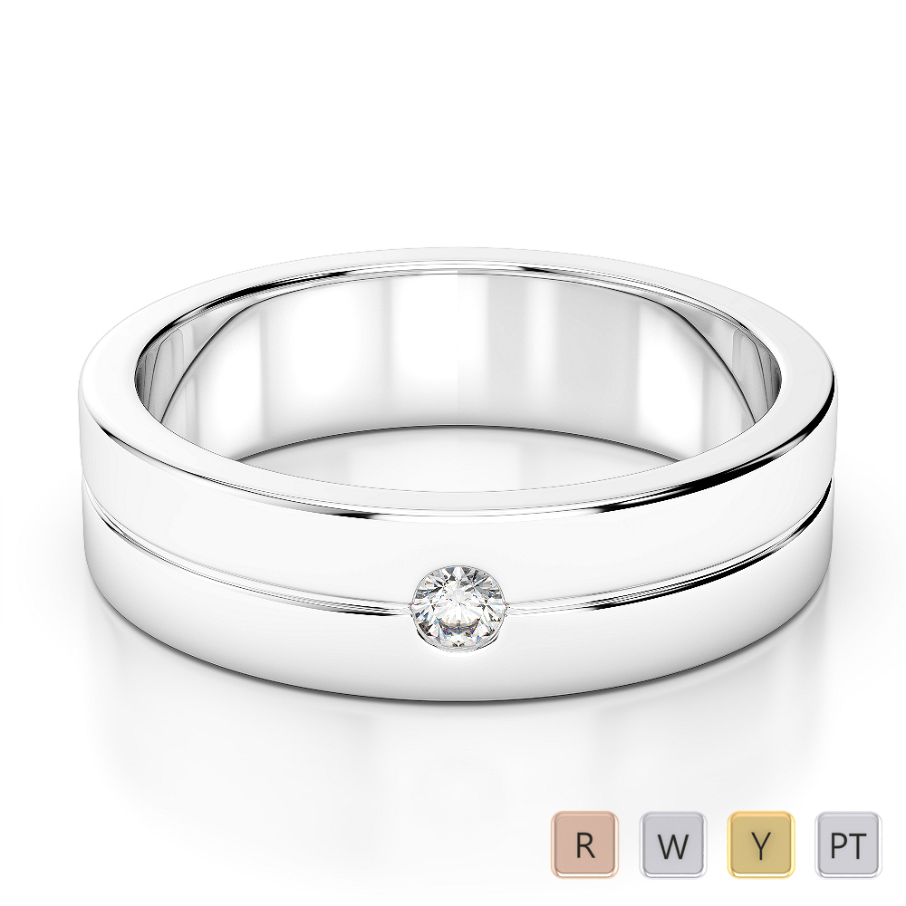 Gold / Platinum Diamond Mens Wedding Ring 5 mm AGDR-1265