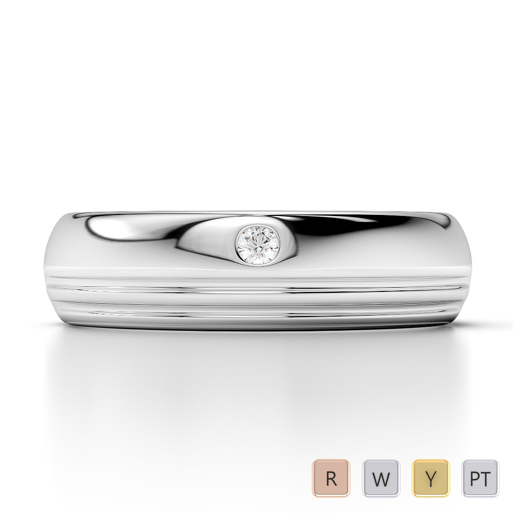 Gold / Platinum Diamond Mens Wedding Ring 5 mm AGDR-1267