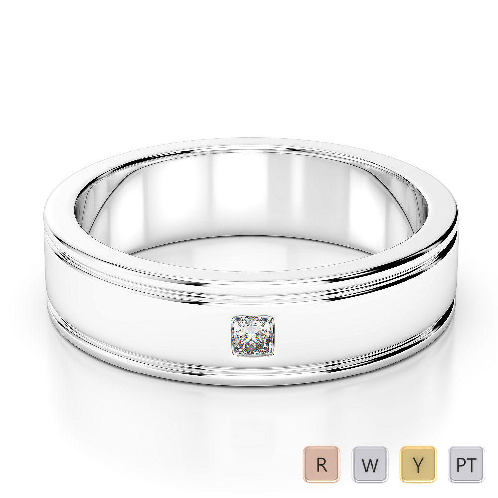 Gold / Platinum Diamond Mens Wedding Ring 5 mm AGDR-1268