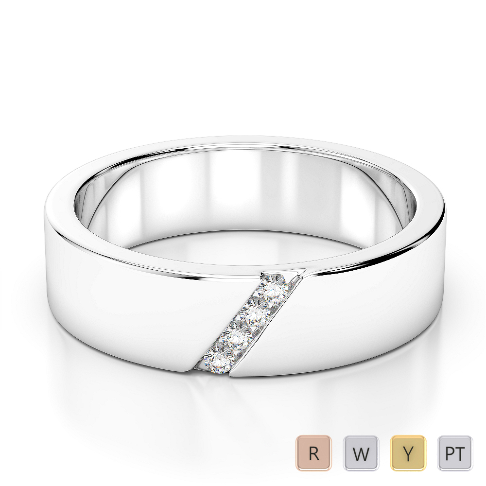 Gold / Platinum Diamond Mens Wedding Ring 5 mm AGDR-1269