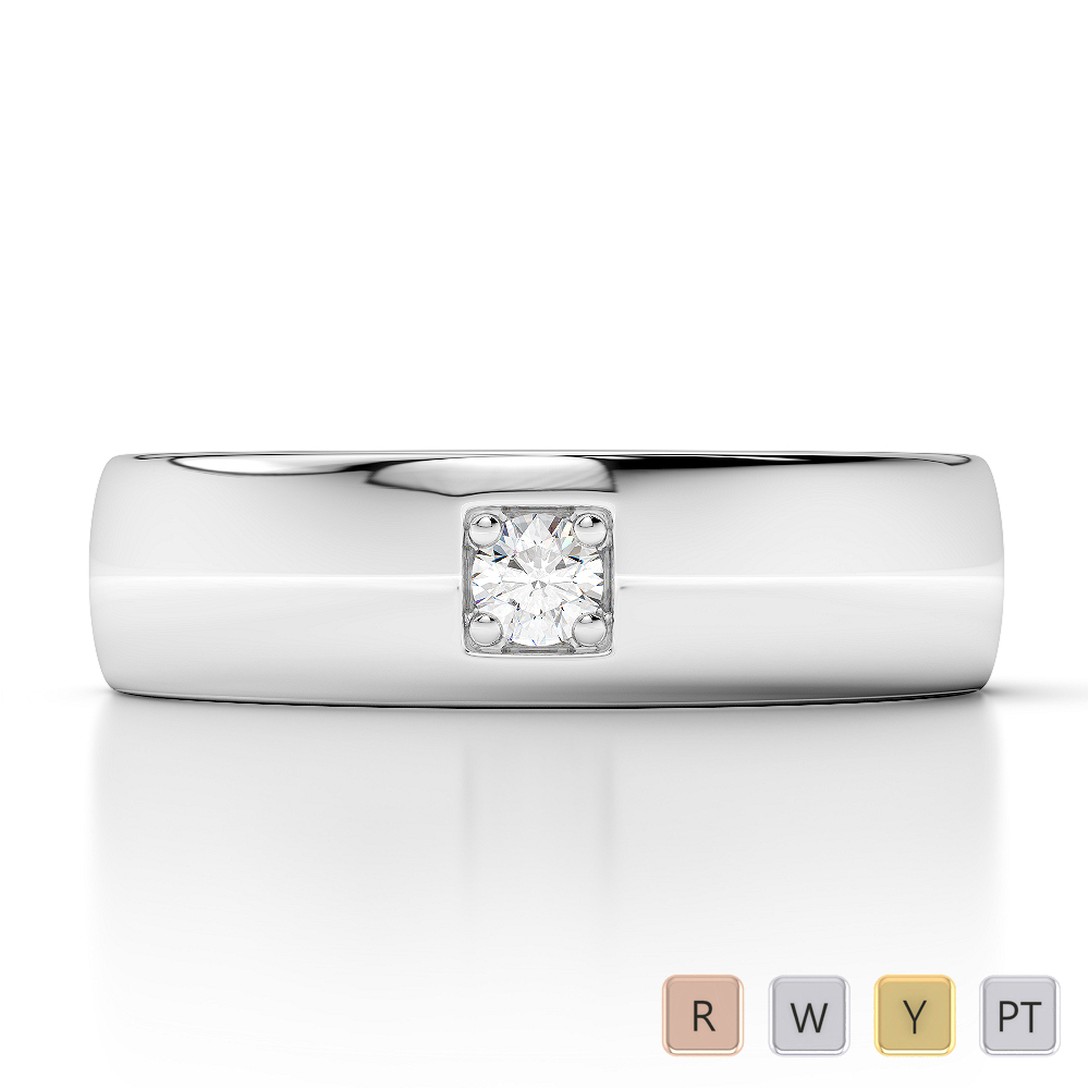 Gold / Platinum Diamond Mens Wedding Ring 5 mm AGDR-1271