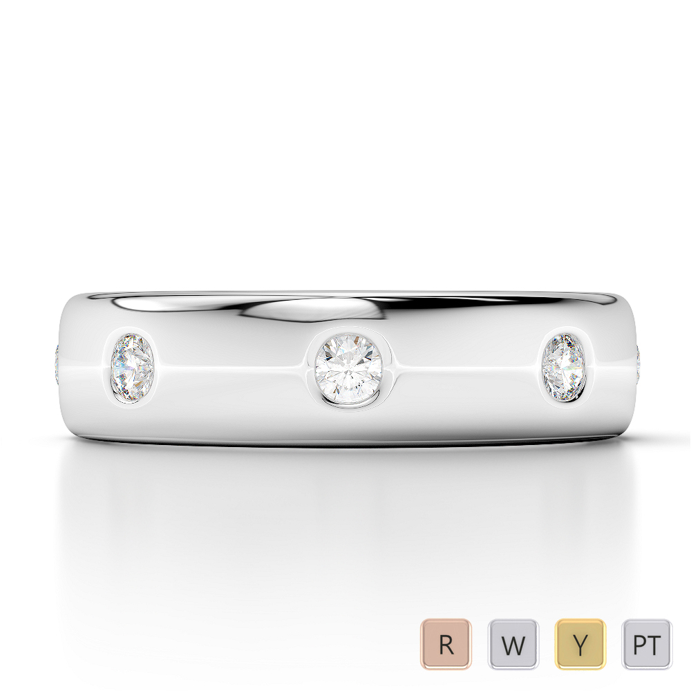 Gold / Platinum Diamond Mens Wedding Ring 5 mm AGDR-1272