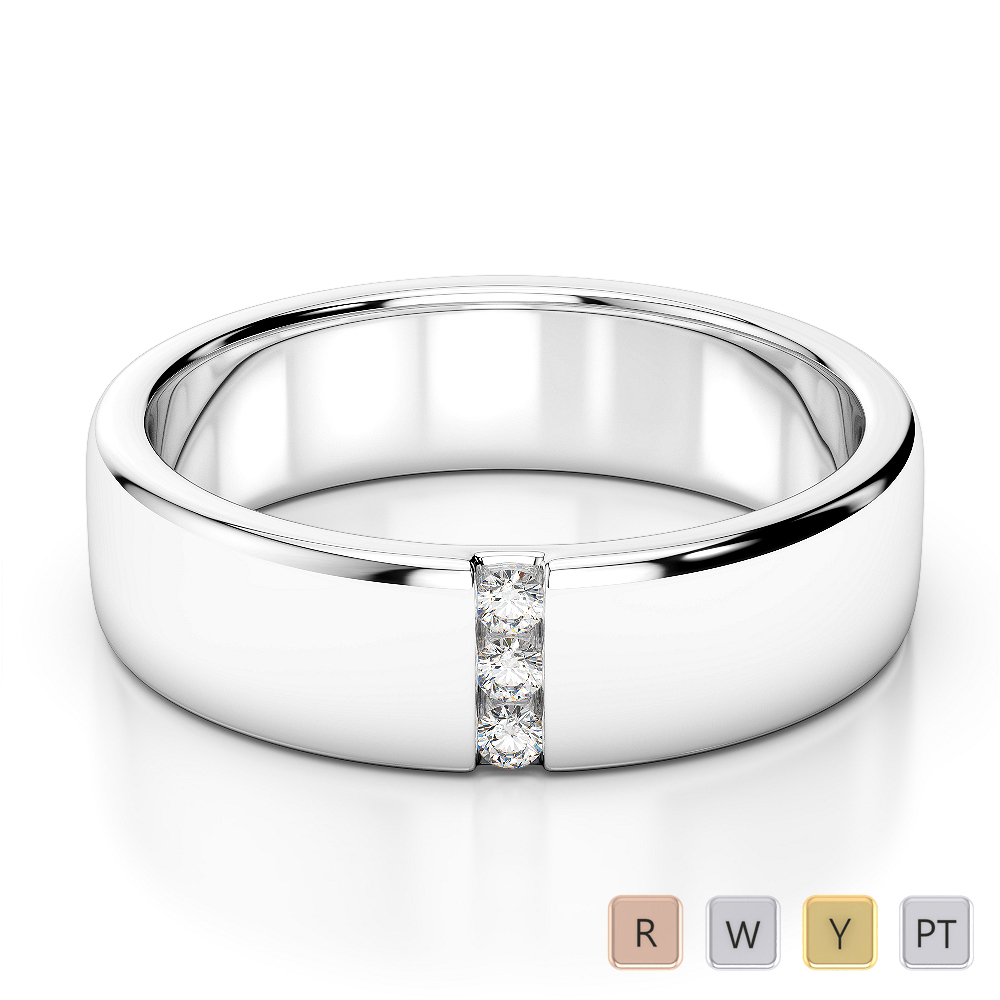 Gold / Platinum Diamond Mens Wedding Ring 5 mm AGDR-1273