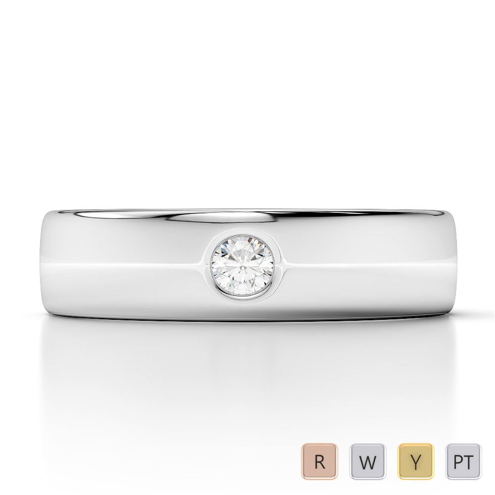 Gold / Platinum Diamond Mens Wedding Ring 5 mm AGDR-1274