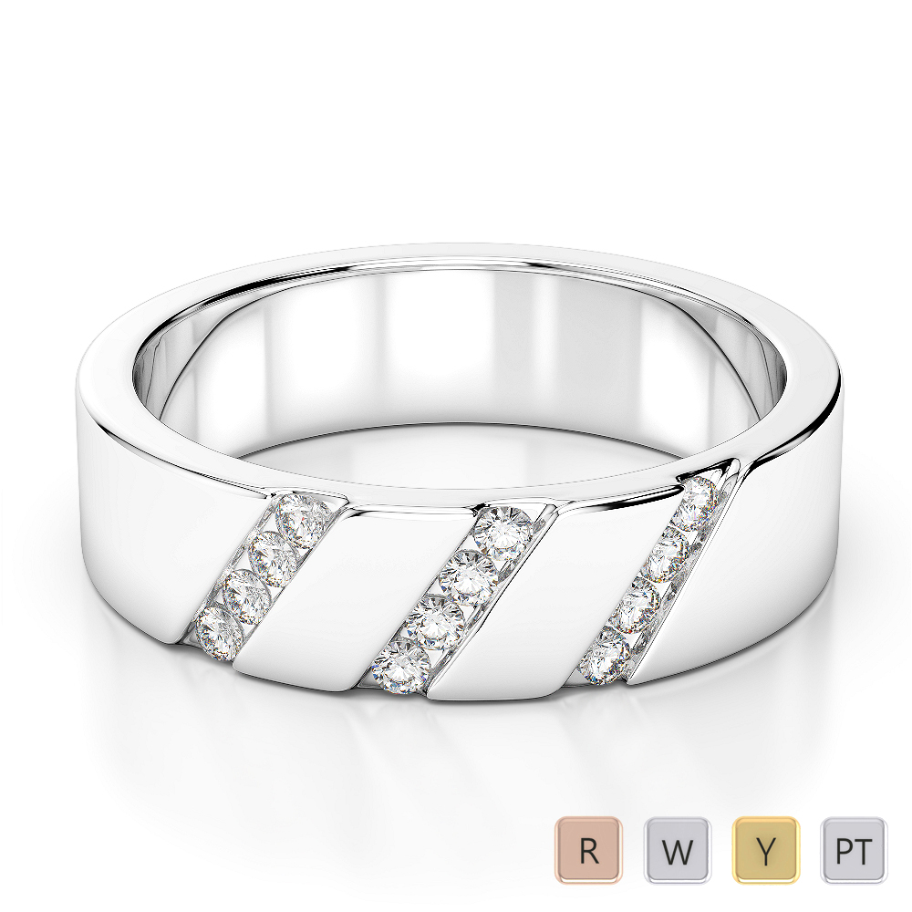 Gold / Platinum Diamond Mens Wedding Ring 5 mm AGDR-1275