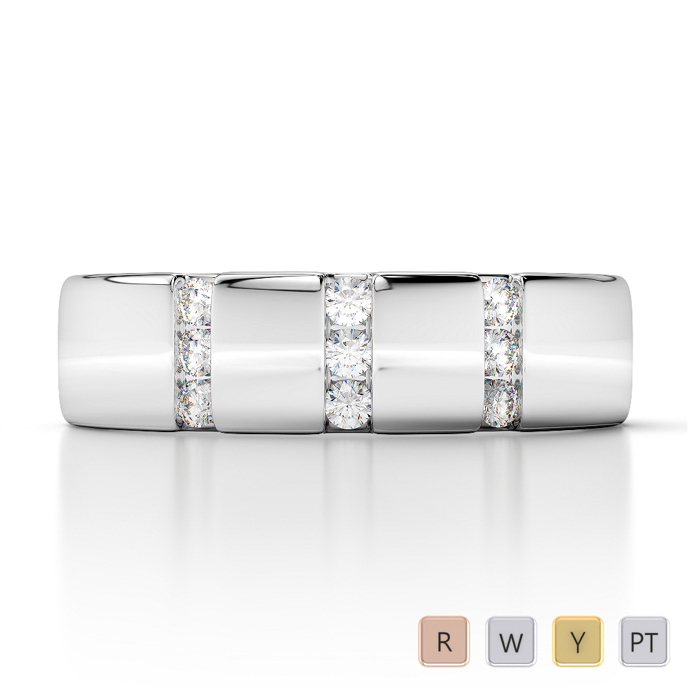 Gold / Platinum Diamond Mens Wedding Ring 5 mm AGDR-1276