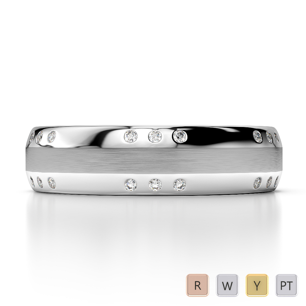 Gold / Platinum Diamond Mens Wedding Ring 5 mm AGDR-1278
