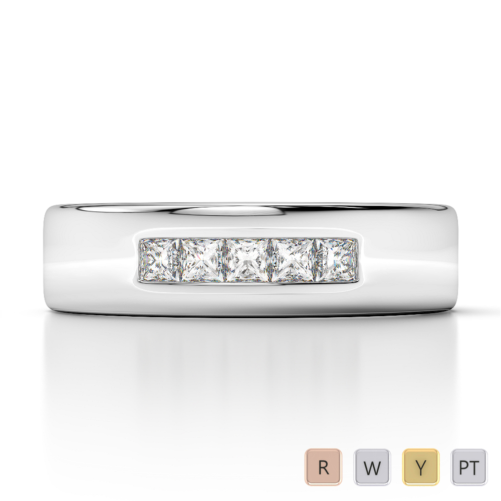 Gold / Platinum Diamond Mens Wedding Ring 5 mm AGDR-1279