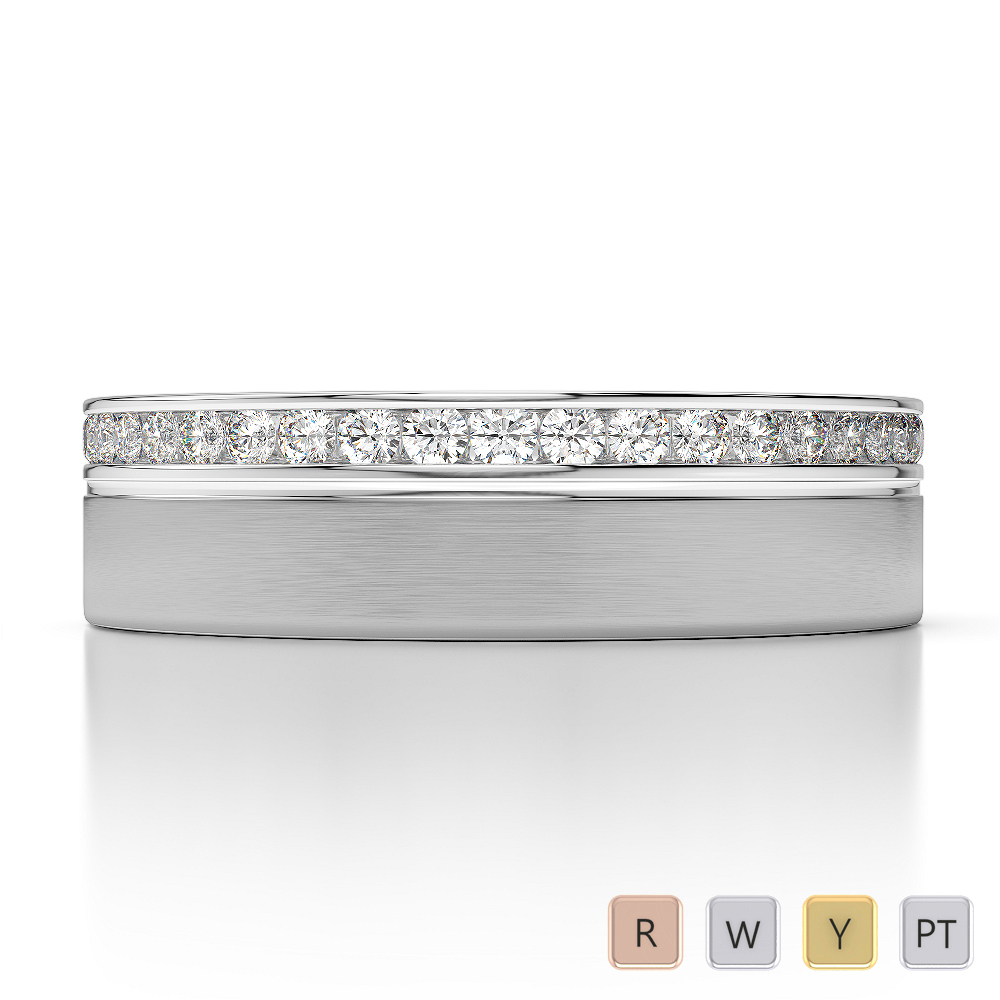 Gold / Platinum Diamond Mens Wedding Ring 5 mm AGDR-1280