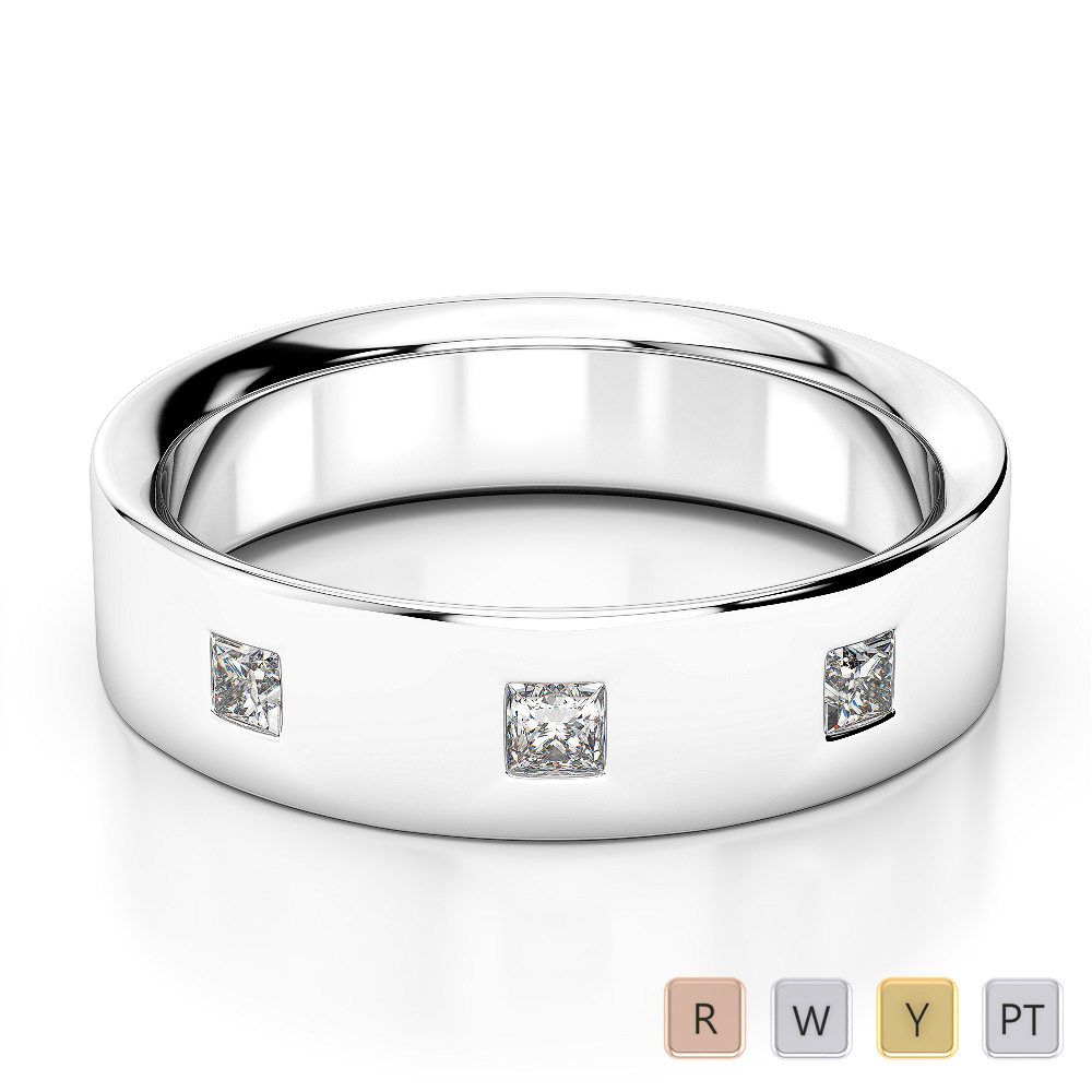 Gold / Platinum Diamond Mens Wedding Ring 5 mm AGDR-1282