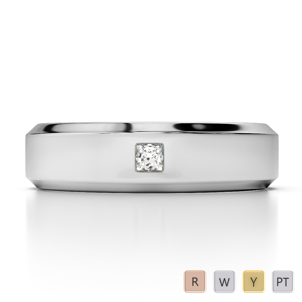 Gold / Platinum Diamond Mens Wedding Ring 5 mm AGDR-1283