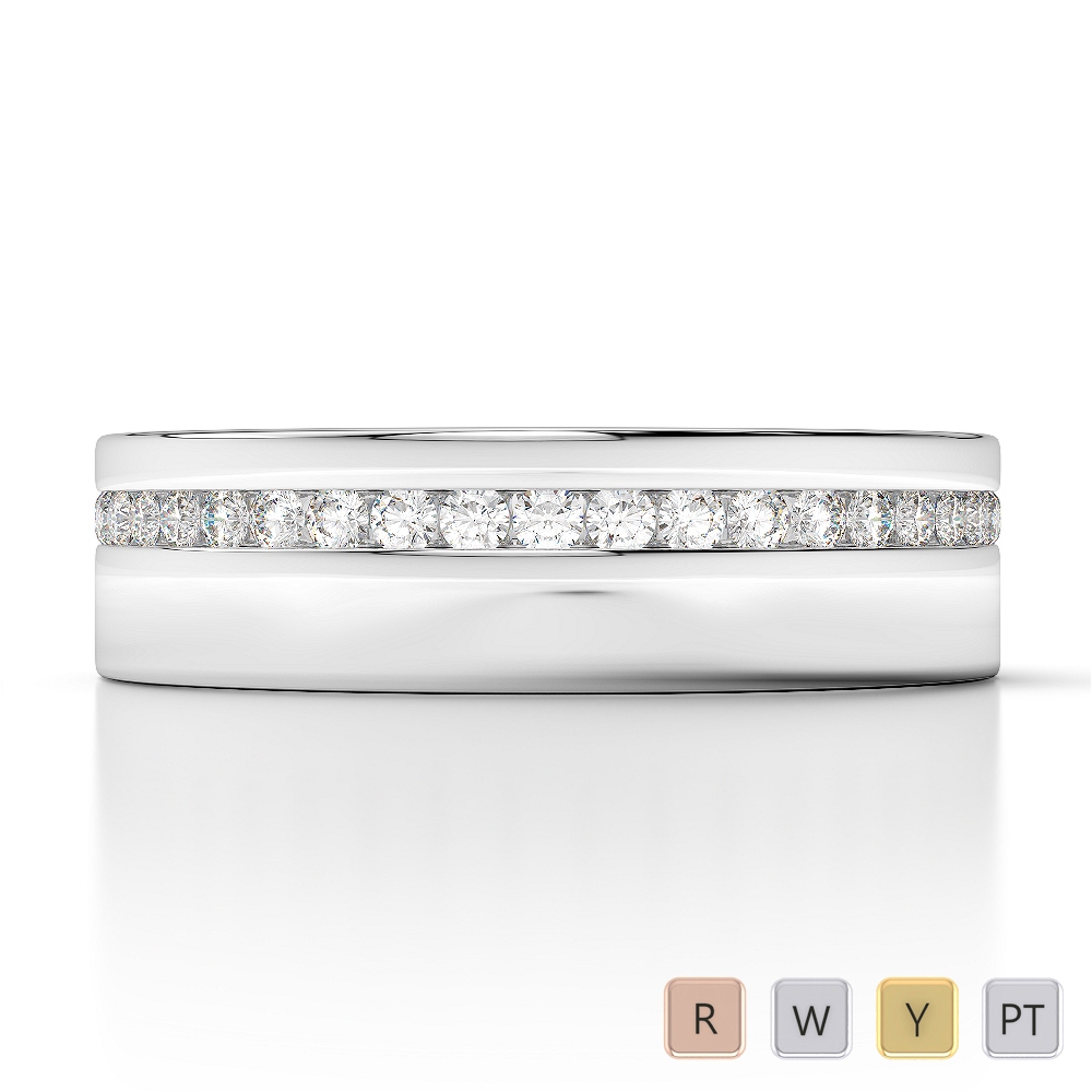 Gold / Platinum Diamond Mens Wedding Ring 5 mm AGDR-1284