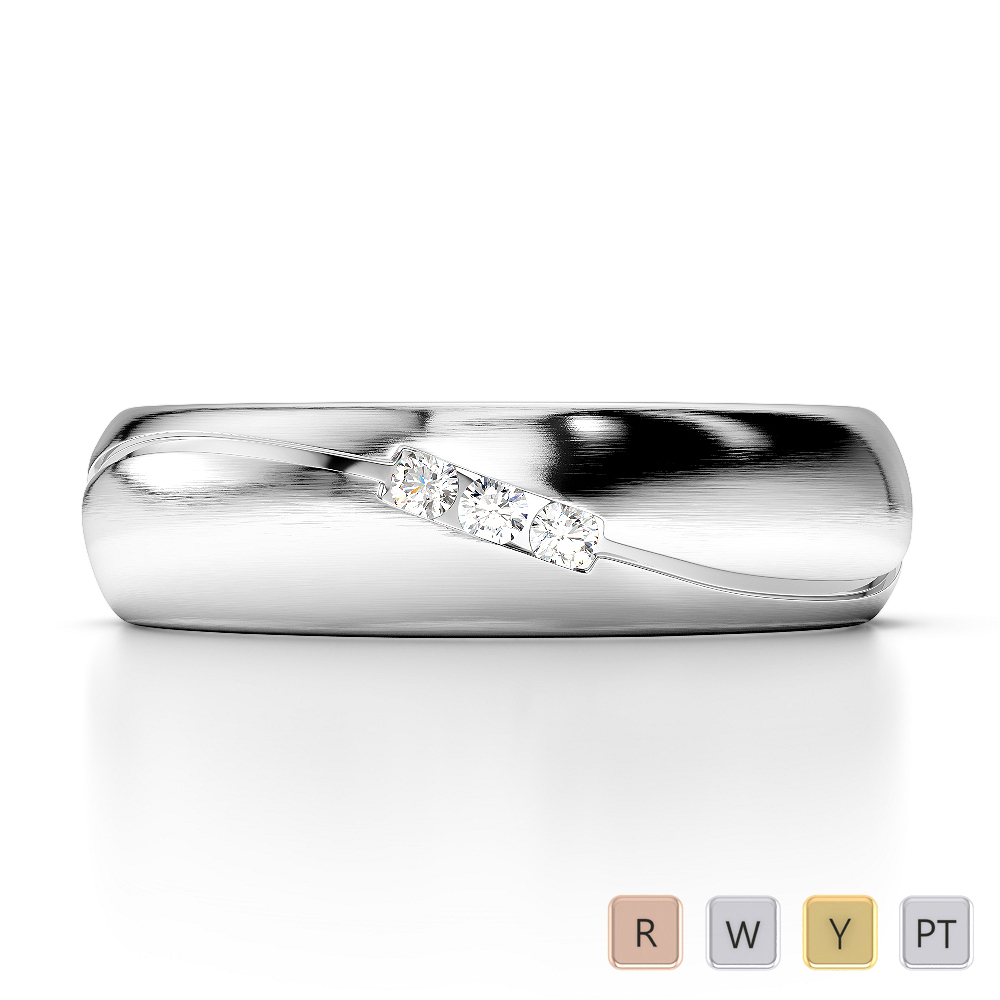 Gold / Platinum Diamond Mens Wedding Ring 5 mm AGDR-1285