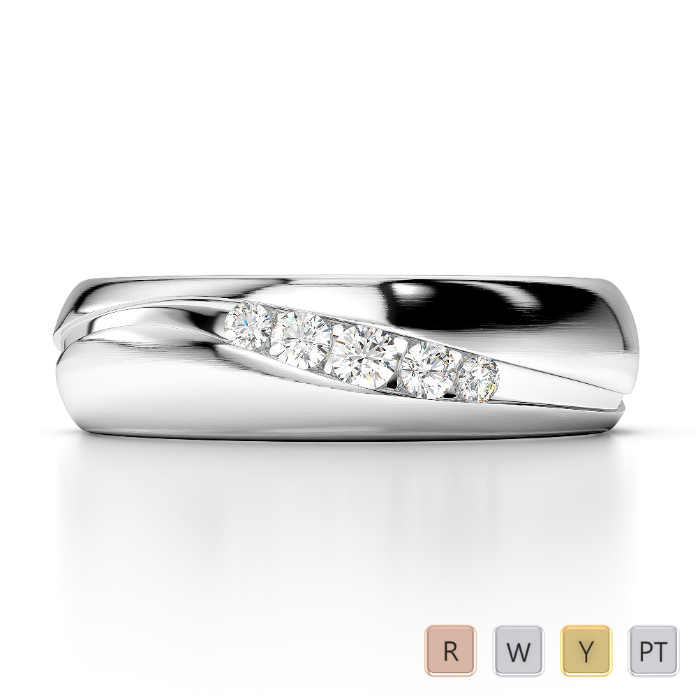 Gold / Platinum Diamond Mens Wedding Ring 5 mm AGDR-1286