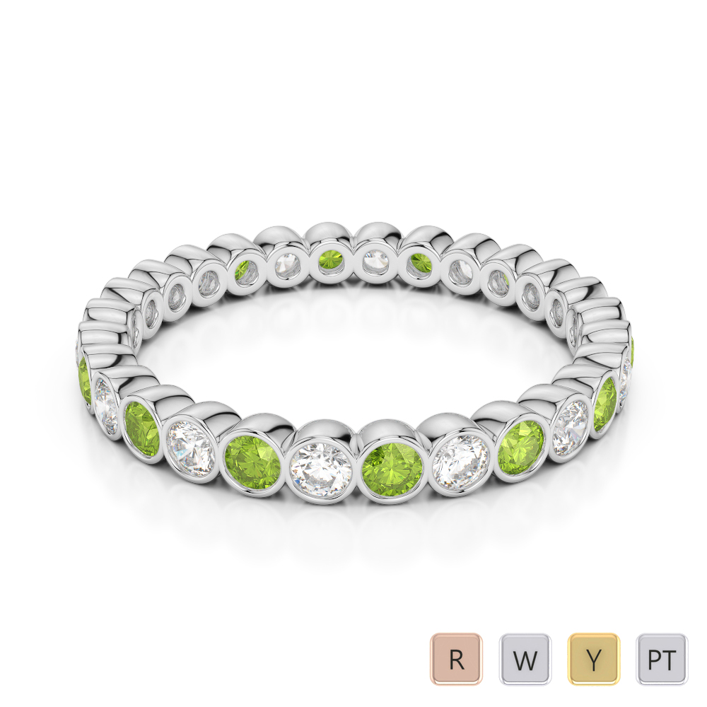 2.5 MM Gold / Platinum Round Cut Peridot and Diamond Full Eternity Ring AGDR-1099
