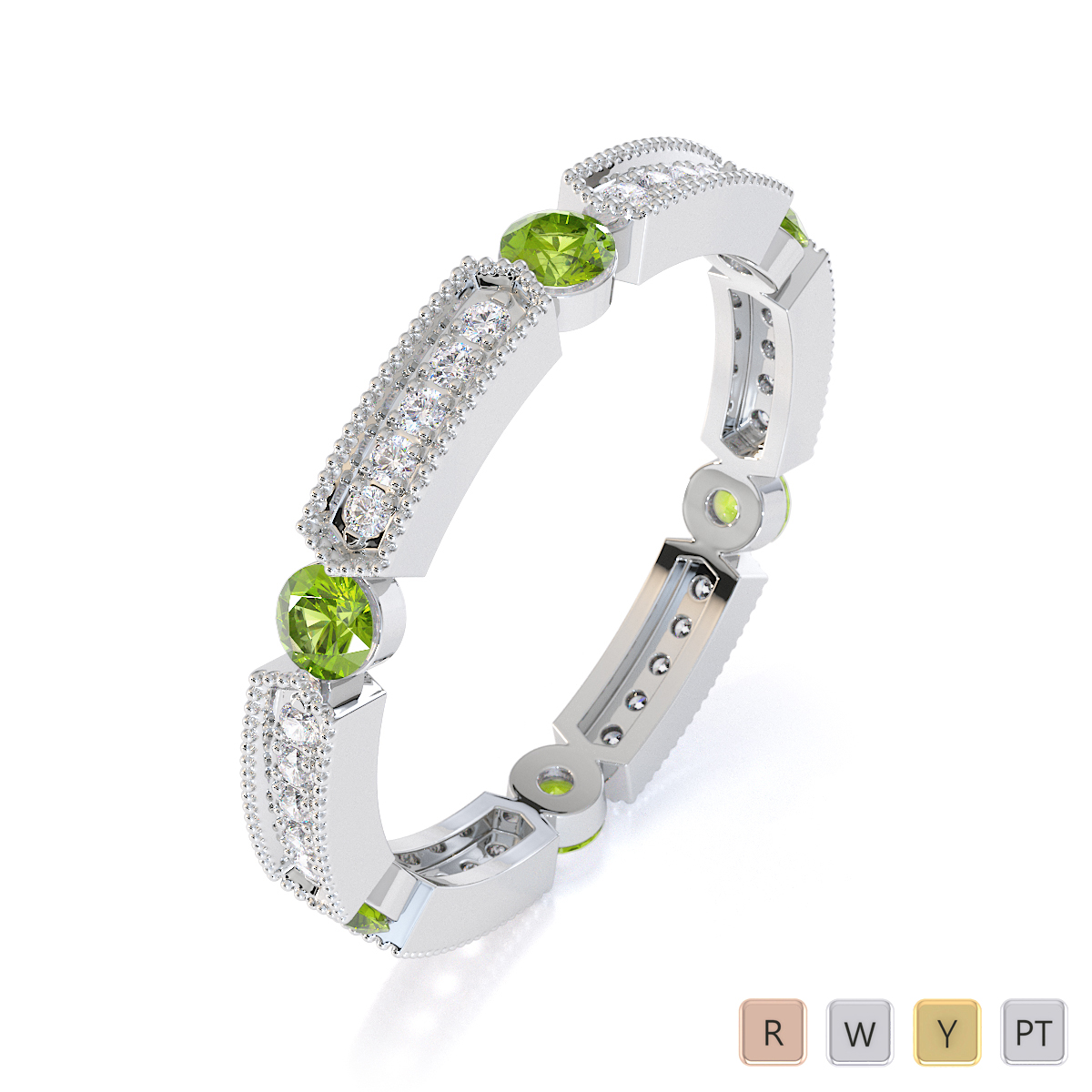 Gold / Platinum Peridot and Diamond Full Eternity Ring RZ1500