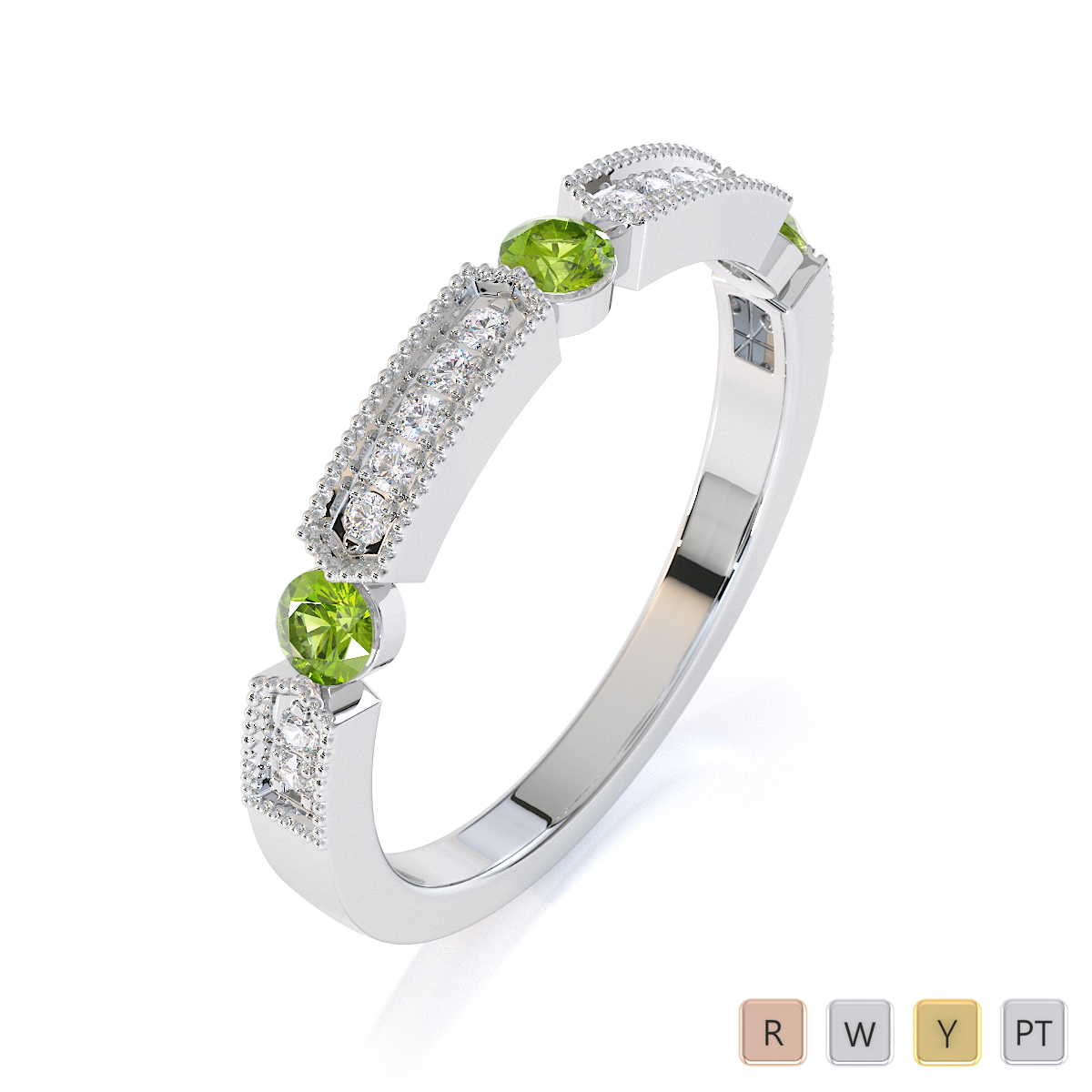 Gold / Platinum Peridot and Diamond Half Eternity Ring RZ1501