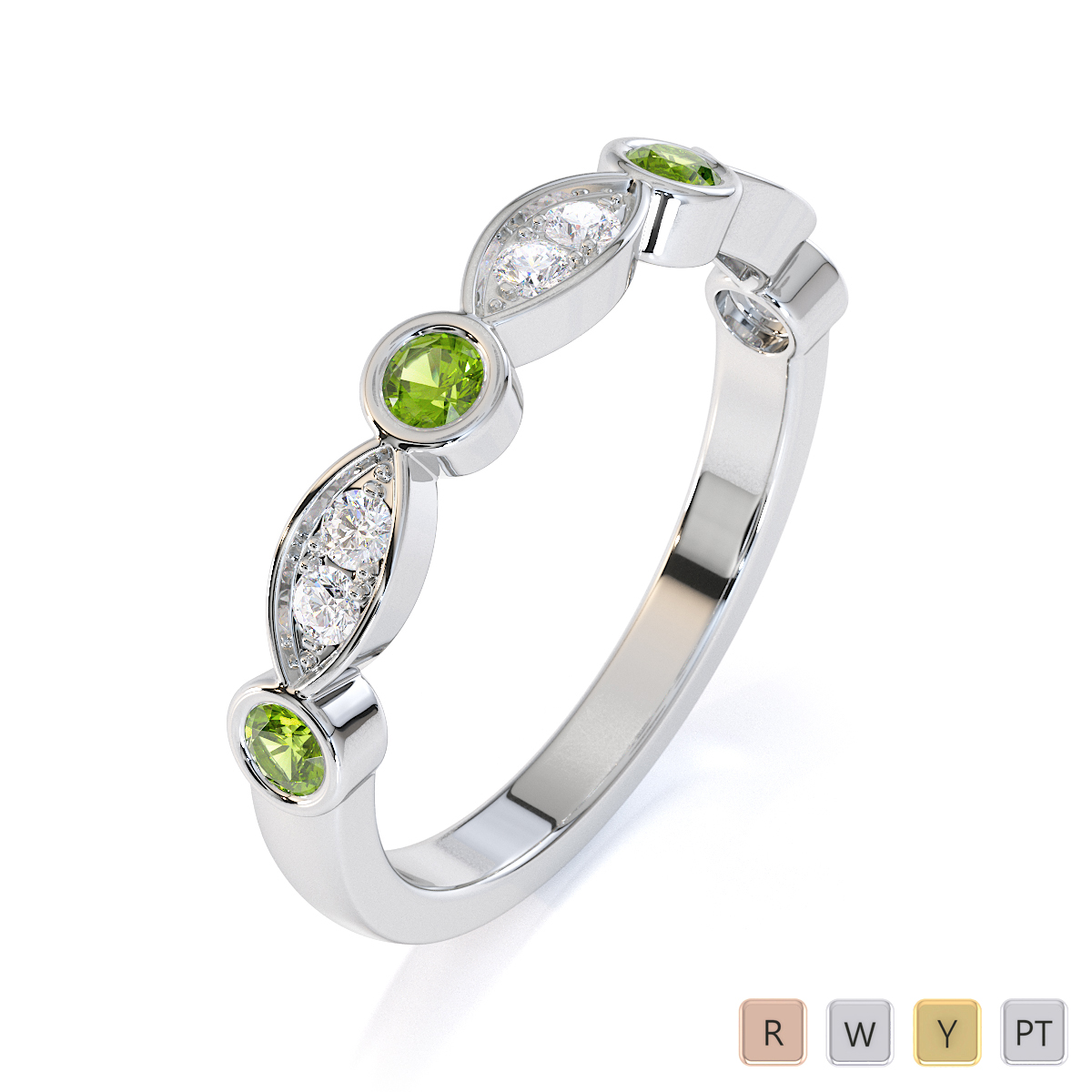 Gold / Platinum Peridot and Diamond Half Eternity Ring RZ1511