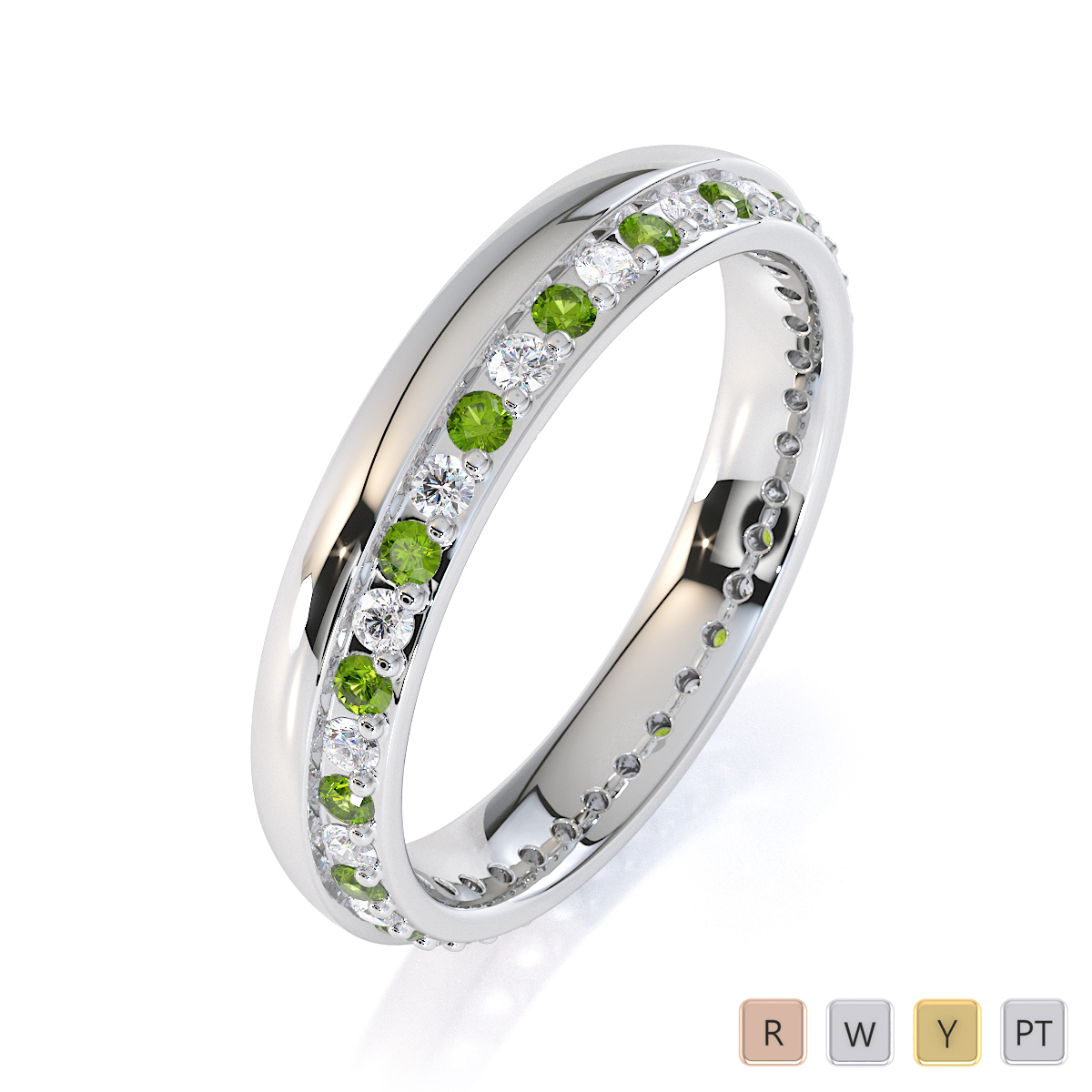Gold / Platinum Peridot and Diamond Full Eternity Ring RZ1516