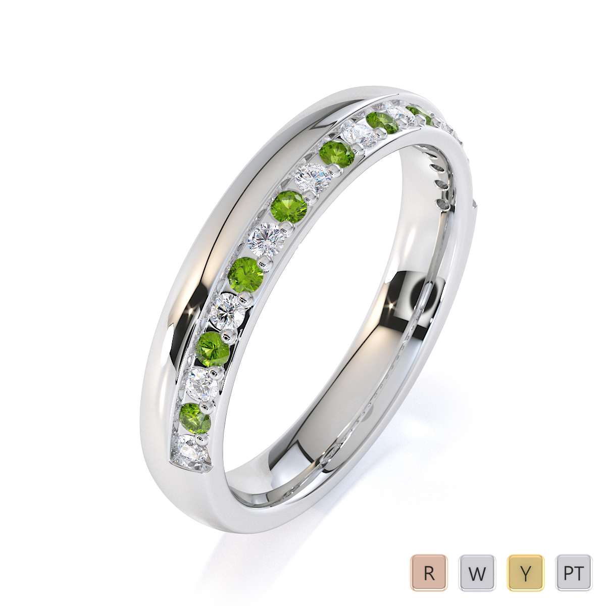 Gold / Platinum Peridot and Diamond Half Eternity Ring RZ1517