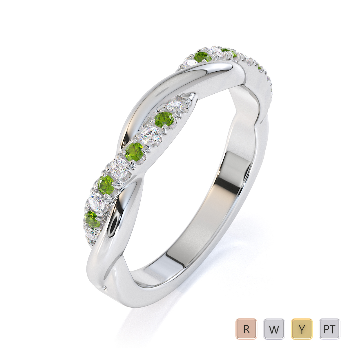Gold / Platinum Peridot and Diamond Half Eternity Ring RZ1523