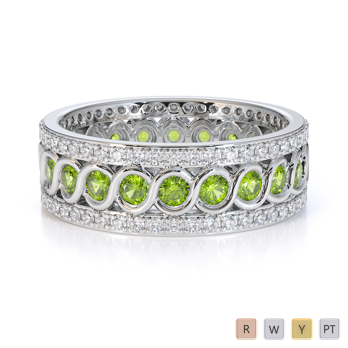 Gold / Platinum Peridot and Diamond Full Eternity Ring RZ1524