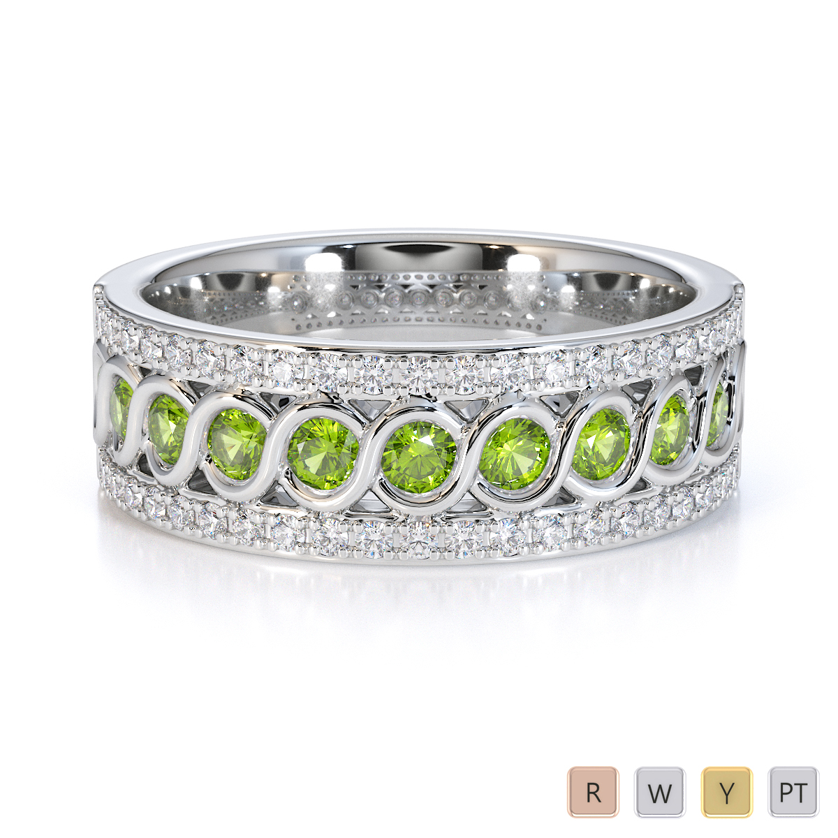 Gold / Platinum Peridot and Diamond Half Eternity Ring RZ1525