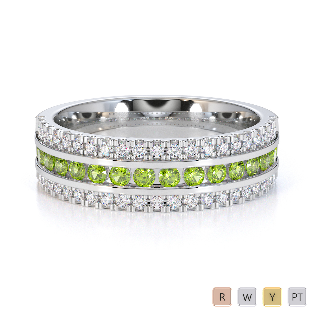 Gold / Platinum Peridot and Diamond Half Eternity Ring RZ1527