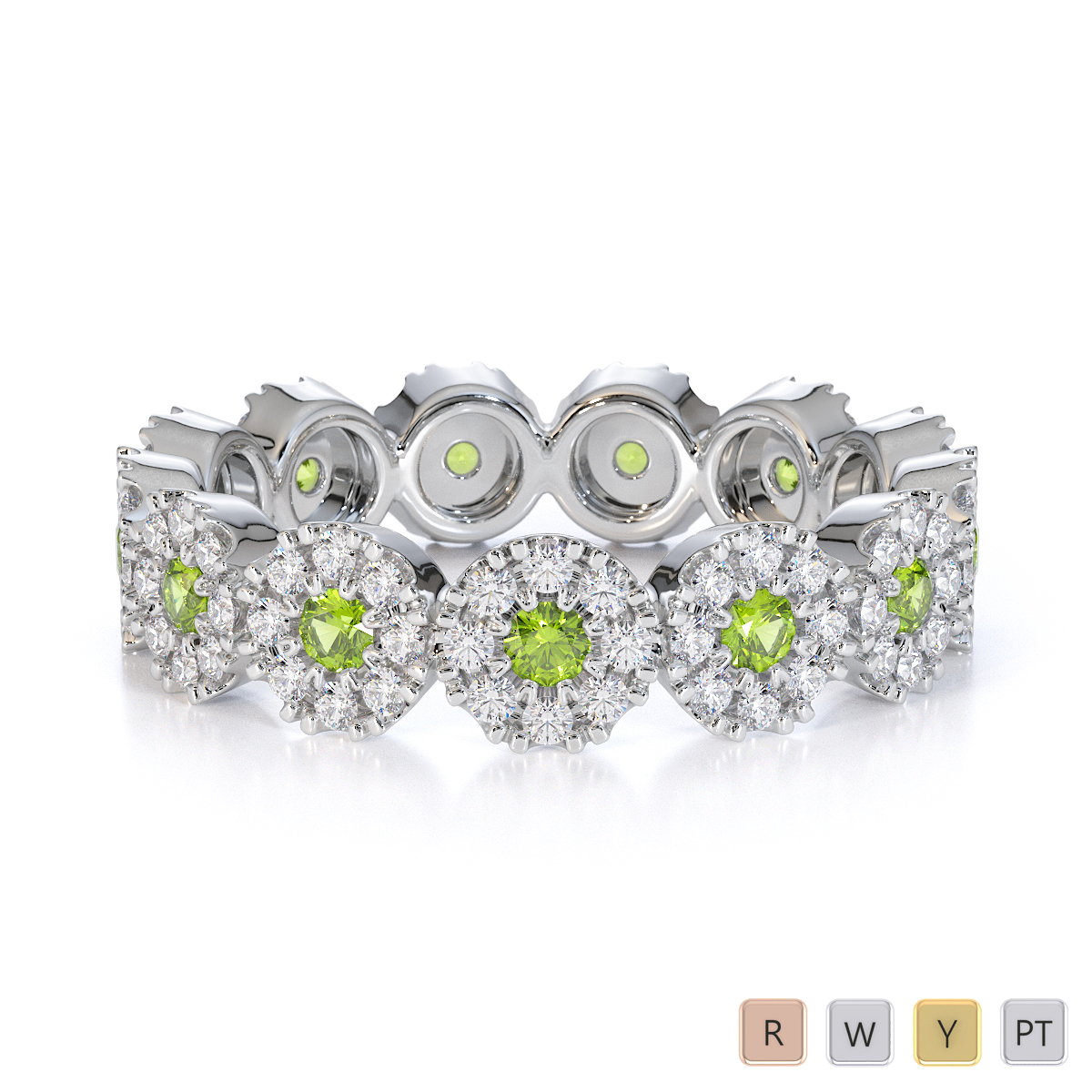 Gold / Platinum Peridot and Diamond Full Eternity Ring RZ1530