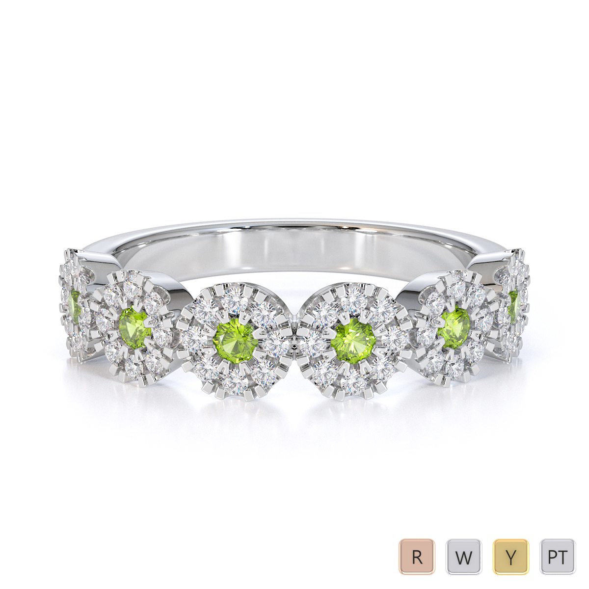 Gold / Platinum Peridot and Diamond Half Eternity Ring RZ1531
