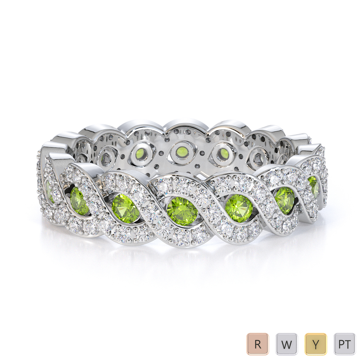Gold / Platinum Peridot and Diamond Full Eternity Ring RZ1532