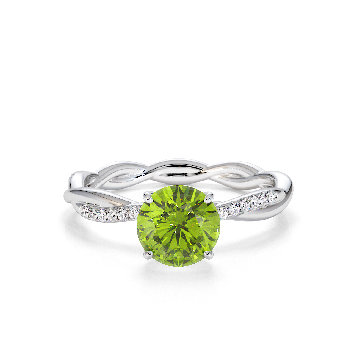 Gold / Platinum Peridot and Diamond Engagement Ring RZ3385