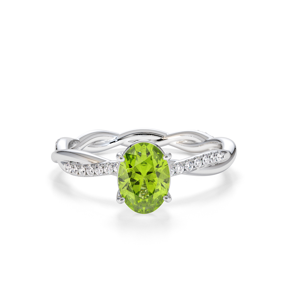 Gold / Platinum Peridot and Diamond Engagement Ring RZ3386