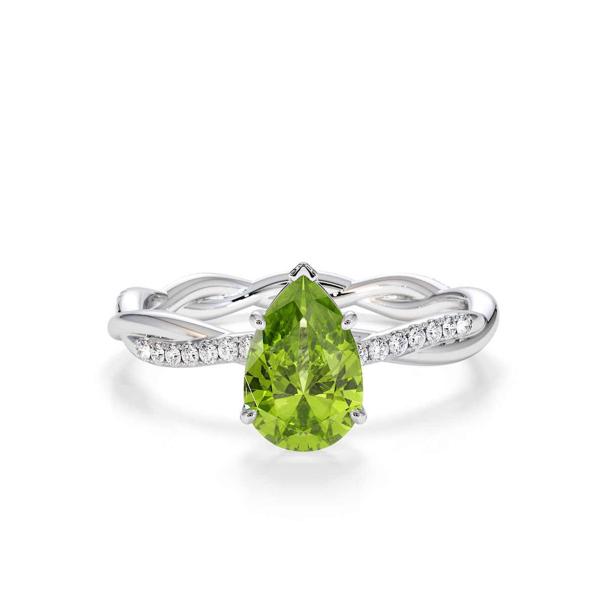 Gold / Platinum Peridot and Diamond Engagement Ring RZ3390