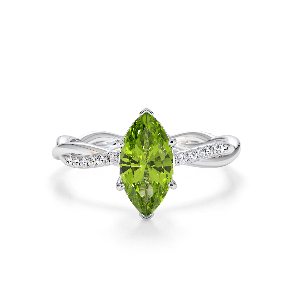 Gold / Platinum Peridot and Diamond Engagement Ring RZ3391