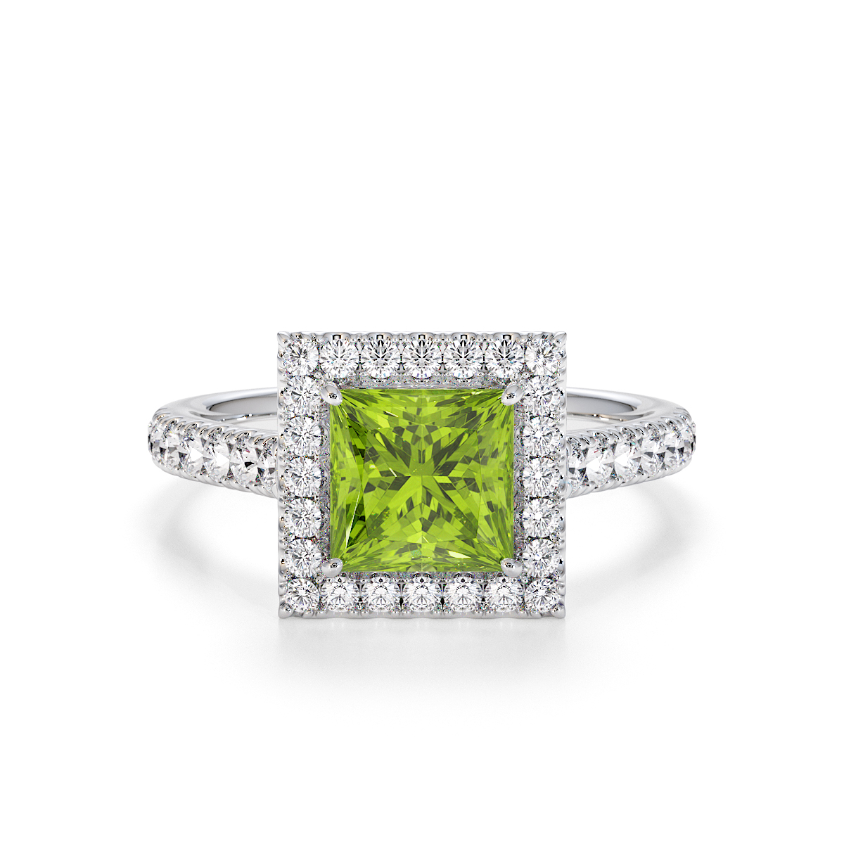 Gold / Platinum Peridot and Diamond Engagement Ring RZ3395