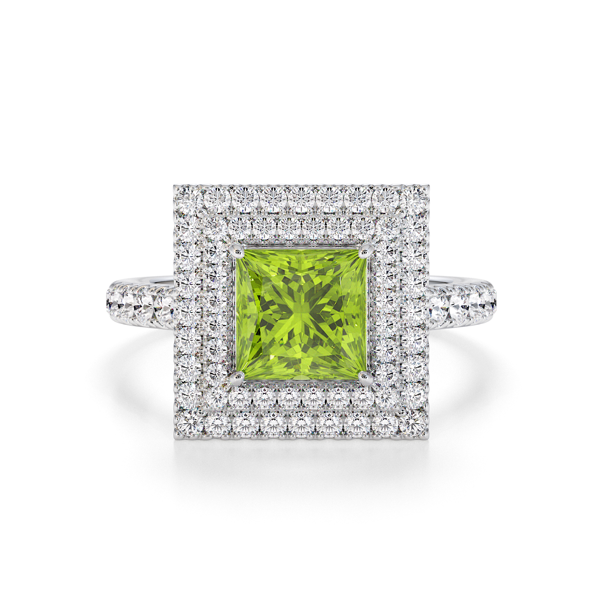 Gold / Platinum Peridot and Diamond Engagement Ring RZ3403