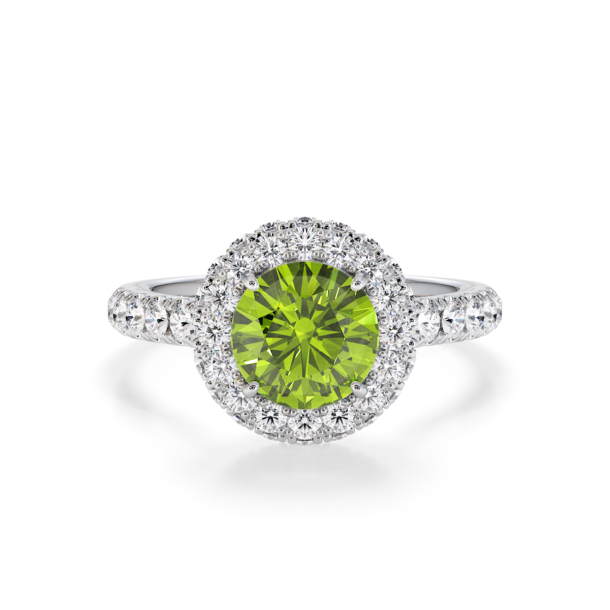 Gold / Platinum Peridot and Diamond Engagement Ring RZ3409