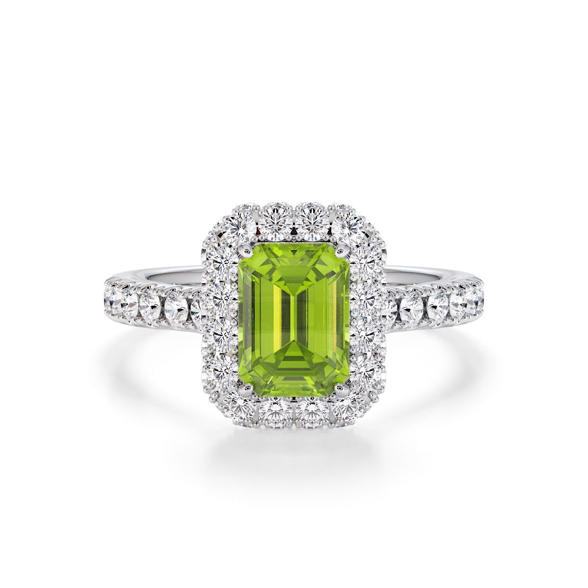 Gold / Platinum Peridot and Diamond Engagement Ring RZ3410