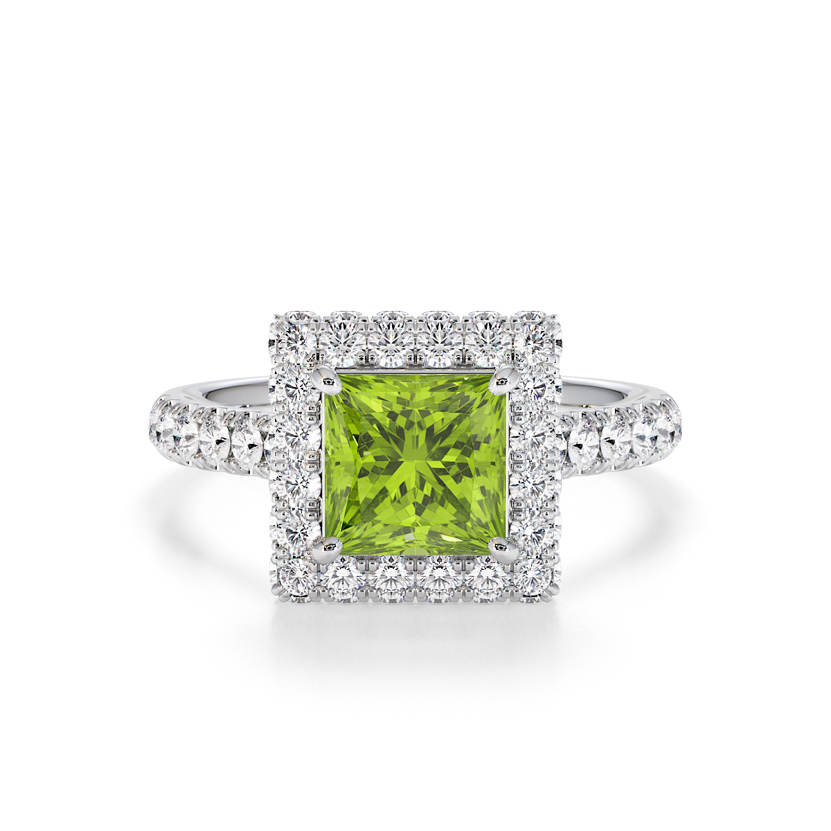 Gold / Platinum Peridot and Diamond Engagement Ring RZ3411