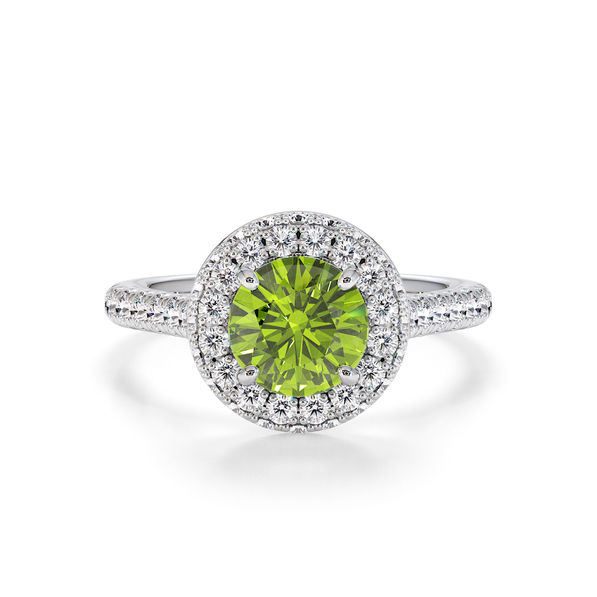 Gold / Platinum Peridot and Diamond Engagement Ring RZ3420