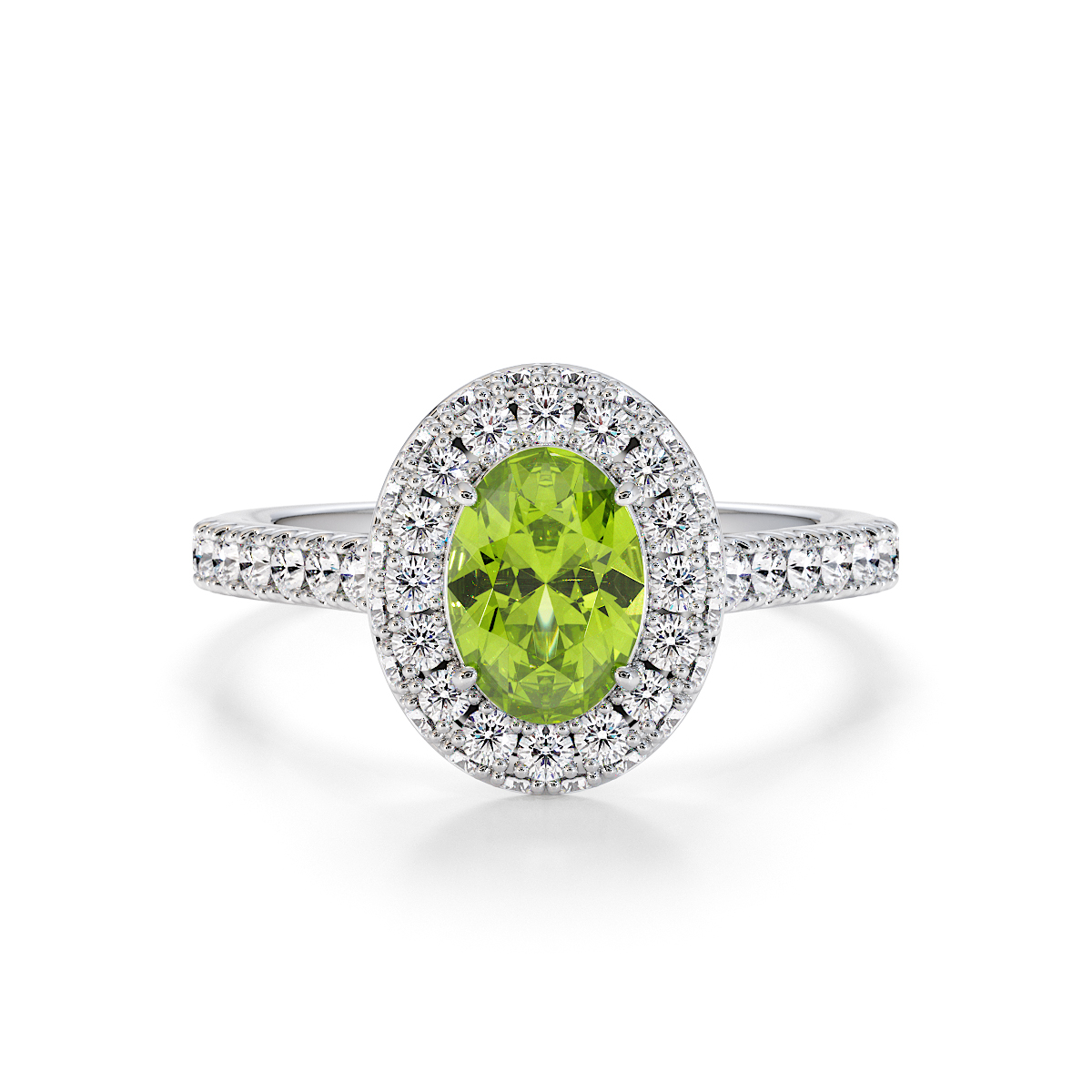 Gold / Platinum Peridot and Diamond Engagement Ring RZ3421
