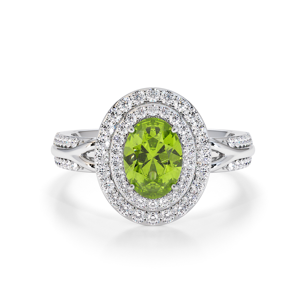 Gold / Platinum Peridot and Diamond Engagement Ring RZ3428