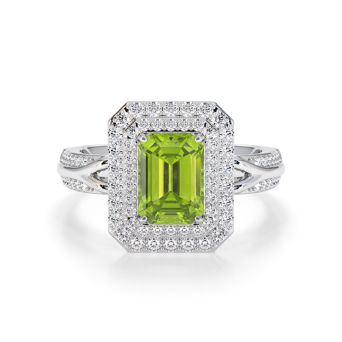 Gold / Platinum Peridot and Diamond Engagement Ring RZ3429