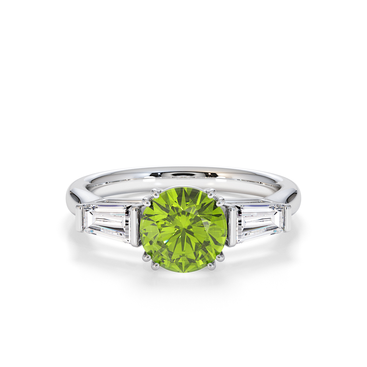 Gold / Platinum Peridot and Diamond Engagement Ring RZ3434