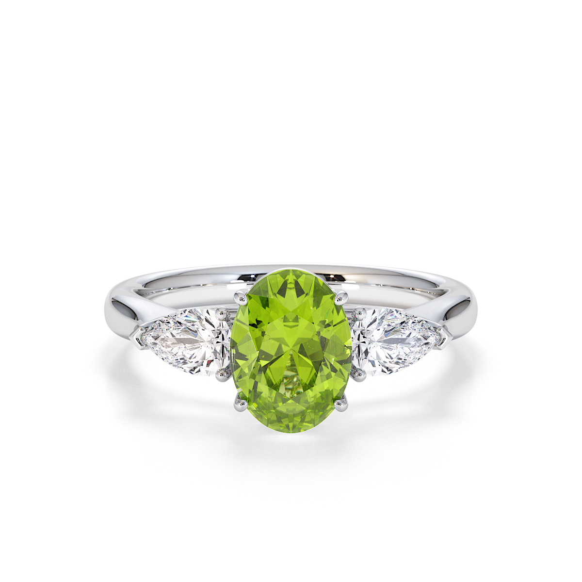 Gold / Platinum Peridot and Diamond Engagement Ring RZ3435