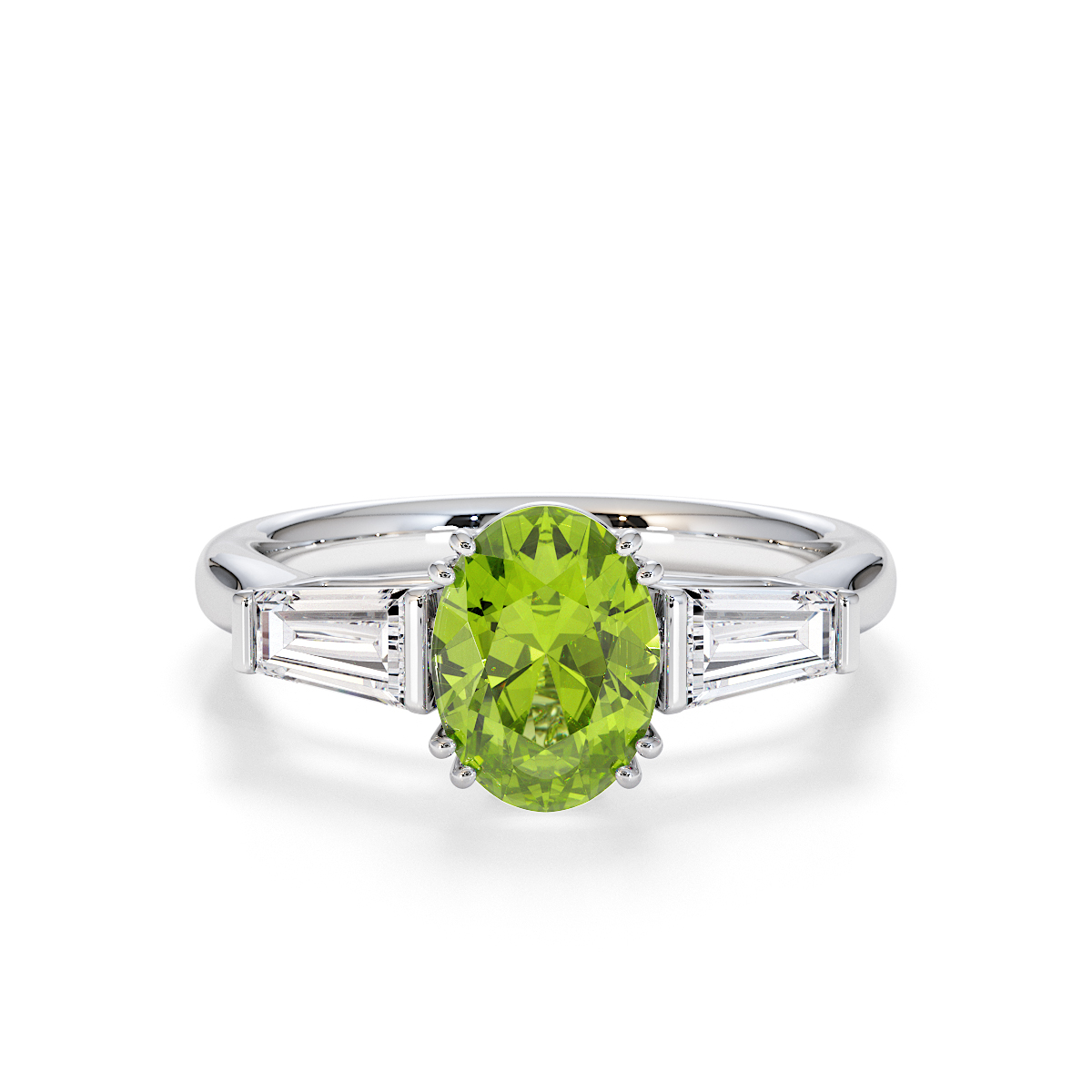 Gold / Platinum Peridot and Diamond Engagement Ring RZ3437