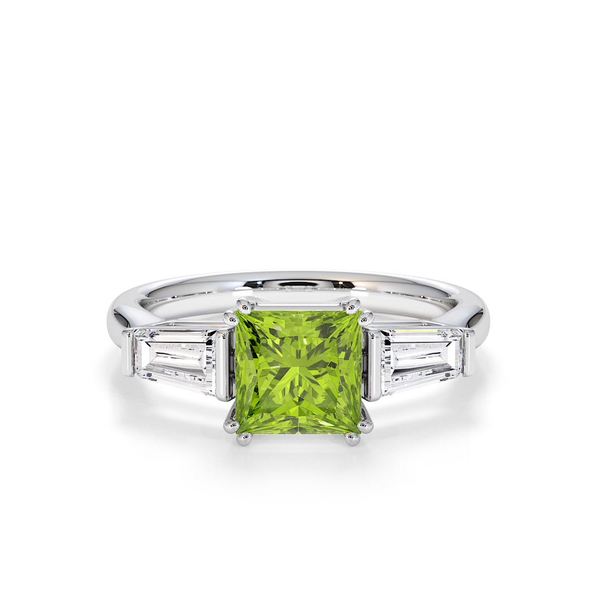 Gold / Platinum Peridot and Diamond Engagement Ring RZ3440
