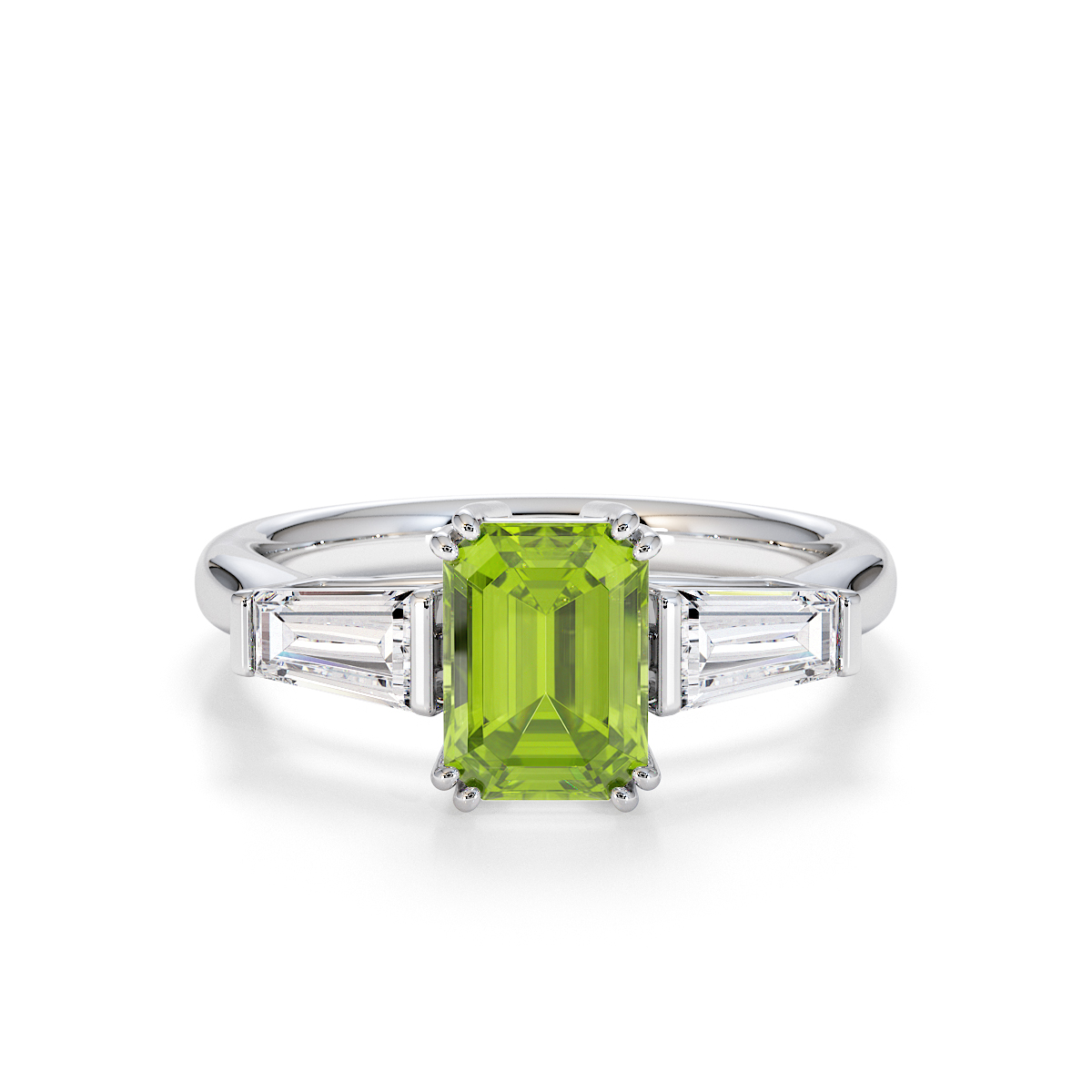 Gold / Platinum Peridot and Diamond Engagement Ring RZ3446