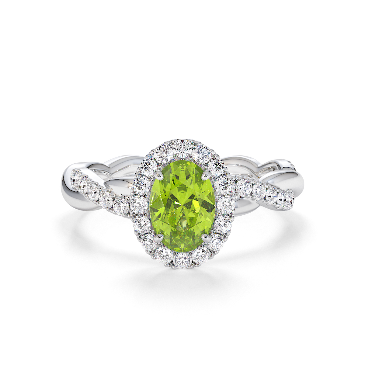 Gold / Platinum Peridot and Diamond Engagement Ring RZ3456